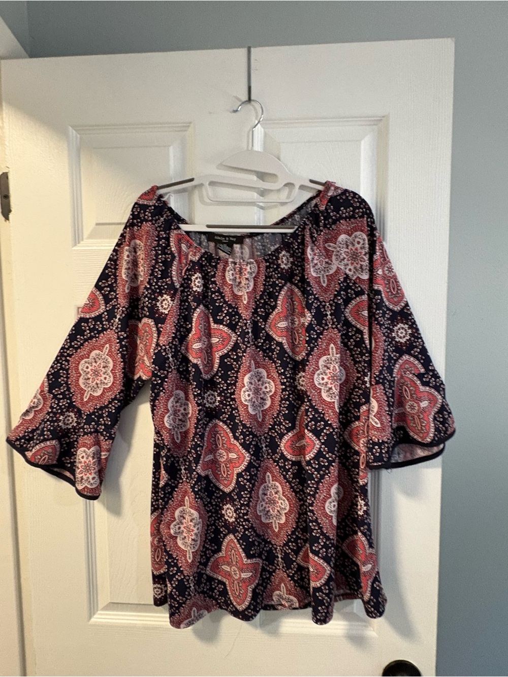 Adele and May - Women’s Printed Peasant Blouse -2X